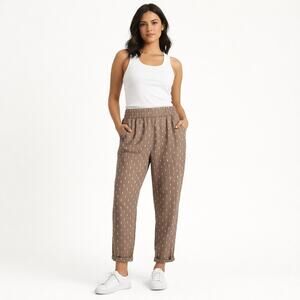 Garnet Hill pull-on cuffed soft pants size 14 lightweight quiet luxury